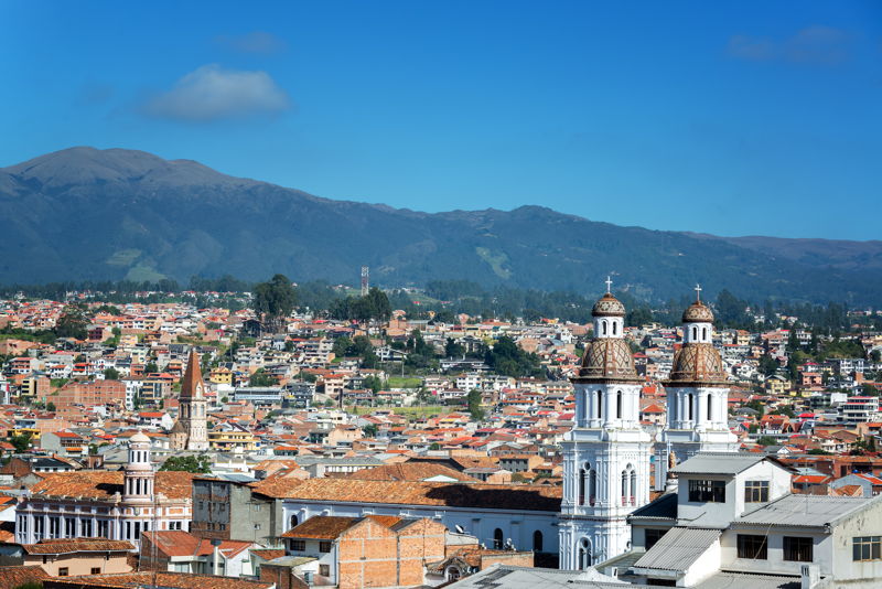 cuenca ecuador view across the colonial buildings and city