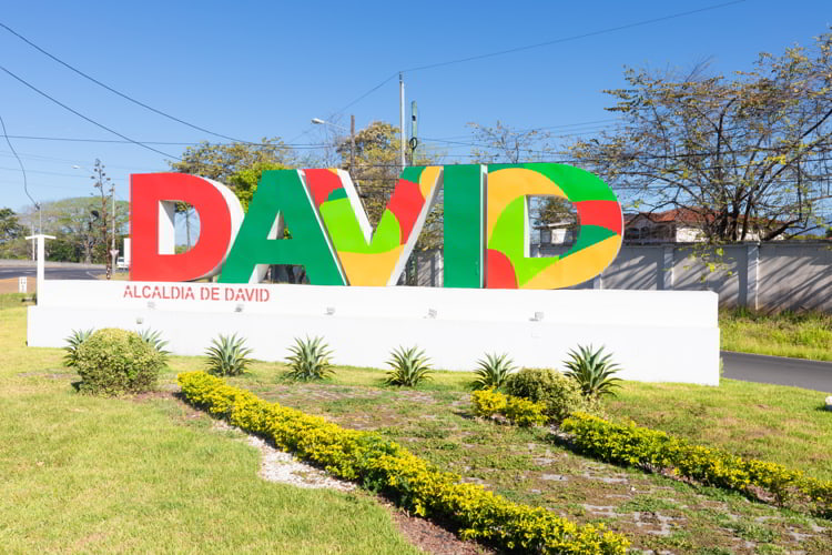 The welcome sign at the entrance of David City, Panama