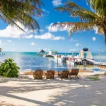 Beautiful caribbean sight with turquoise water in Caye Caulker Belize