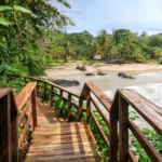 wooden staircase towards a beach in Bocas del Toro, Panama