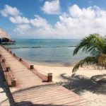 wooden pier leading to a beach in the caribbean